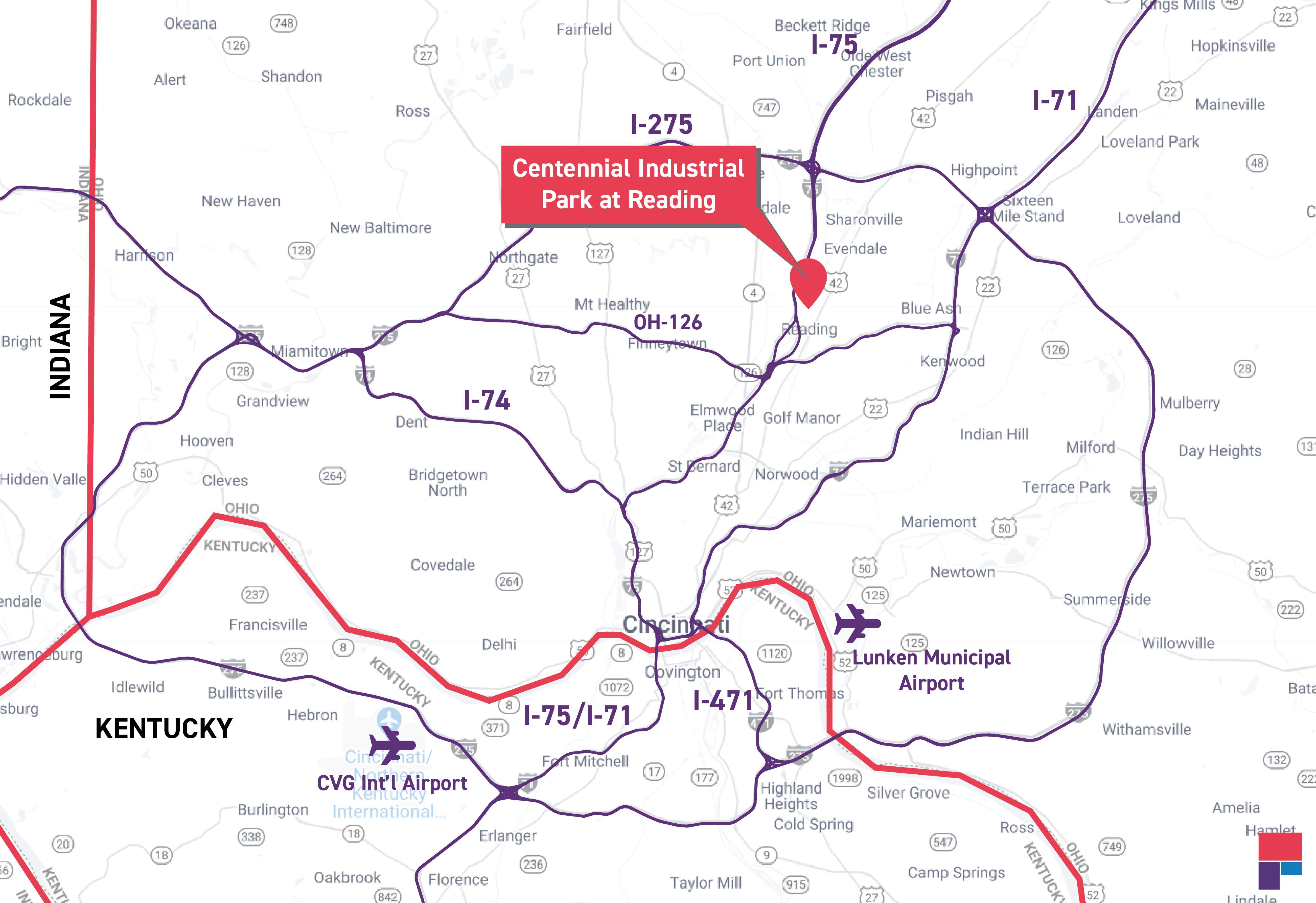 Centennial Industrial Park at Reading Regional Map