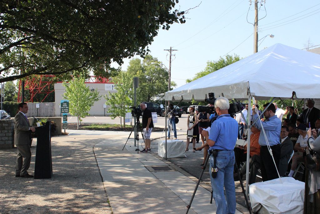 Mayor Cranley speaking at launch event