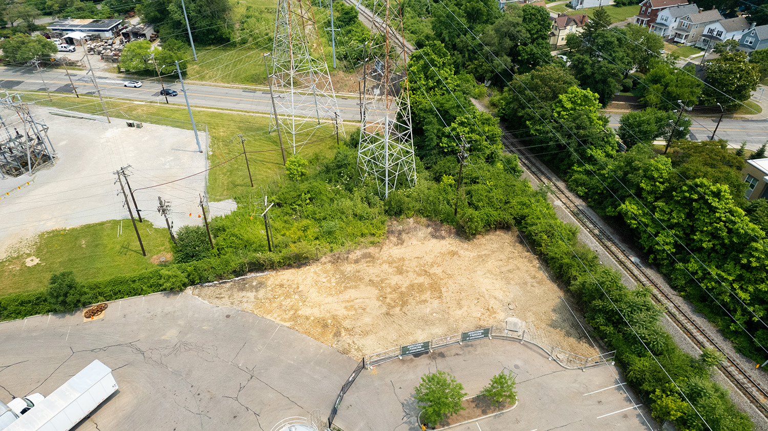 Aerial view of where the former coal boiler stood in Oakley.